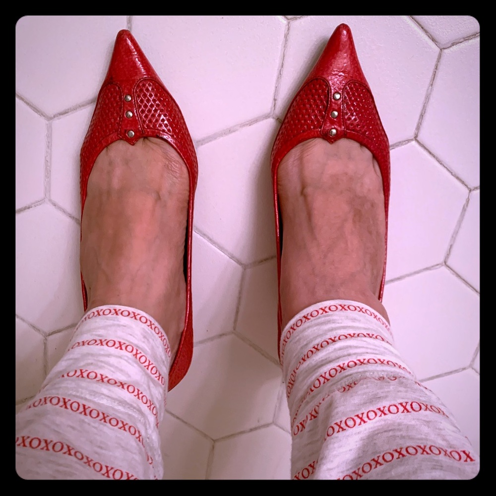 Belle pink patent leather kitten heel flats